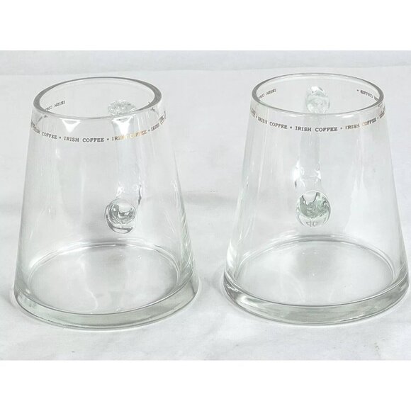 Vintage Irish Coffee Mugs Glass Cups Gold Letters Set of 4 Clear Barware Glass - Picture 2 of 10